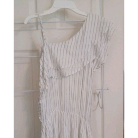 Taylor Swift Inspired Engagement  Dress Womens Small Blue Striped Tiered Boho - Picture 8 of 10